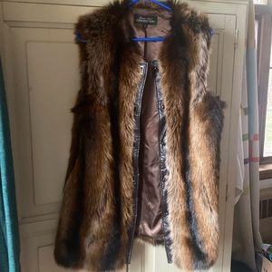 Donna Salyers’ Fabulous Furs, faux mink long vest, 31” long, 21” pit to pit